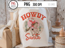 Load image into Gallery viewer, Howdy Santa PNG, Western Christmas Sublimation, Horse Riding Santa