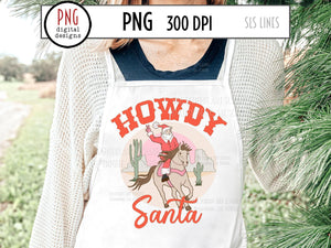 Howdy Santa PNG, Western Christmas Sublimation, Horse Riding Santa