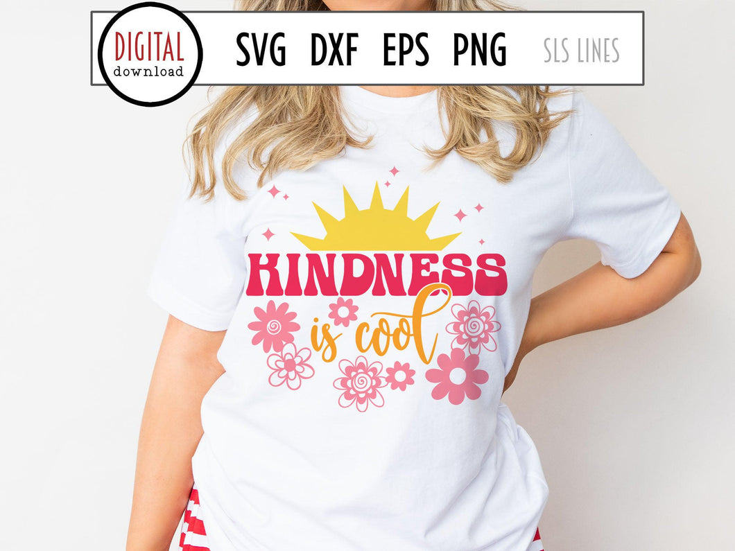 Kindness SVG - Kindness is Cool Retro Cut File Design by SLS Lines