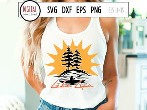 Lake Life SVG, Kayaking & Nature Cut File, Boating SVG, Cottage and Summer