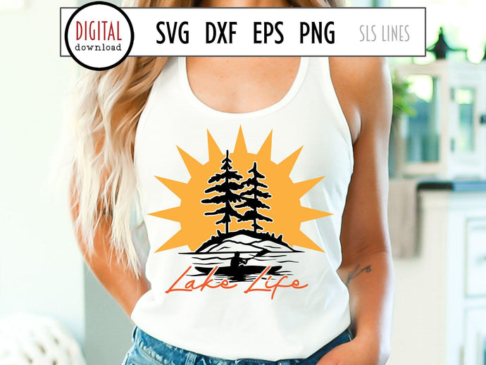 Lake Life SVG, Kayaking & Nature Cut File, Boating SVG, Cottage and Summer