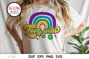 Love Wins LGBTQ SVG  | Pride Day Rainbow Cut File by SLS Lines