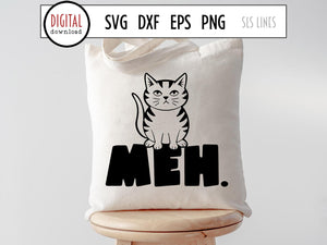 Meh SVG, Cool Cat Cut File, An Apathetic Don't Care