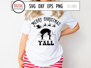 Merry Christmas Y'all SVG, Desert Santa Cut File