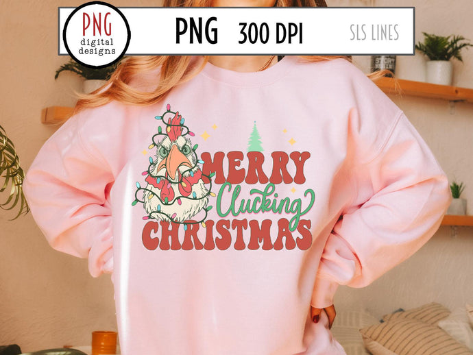 Merry Clucking Christmas PNG, Funny Chicken Sublimation by SLS Lines