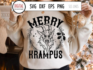Merry Krampus SVG, Creepy Christmas Cut File by SLS Lines