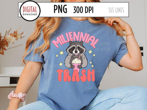 Millennial Trash PNG, Raccoon Sublimation, Generations Png, Iced Coffee Png, Millennial Sweatshirt Png, by SLS Lines