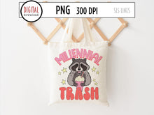Load image into Gallery viewer, Millennial Trash PNG, Raccoon Sublimation, Generations Png, Iced Coffee Png, Millennial Sweatshirt Png, by SLS Lines