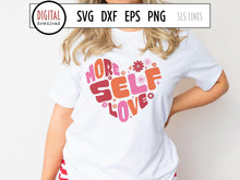 Load image into Gallery viewer, More Self Love SVG,  Retro Heart Cut File with hippie flowers
