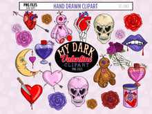 Load image into Gallery viewer, My Dark Valentine, Creepy Love Clipart Bundle by SLS Lines