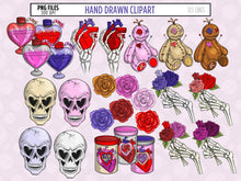 Load image into Gallery viewer, My Dark Valentine, Creepy Love Clipart Bundle by SLS Lines