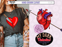 Load image into Gallery viewer, My Dark Valentine, Creepy Love Clipart Bundle by SLS LinesMy Dark Valentine, Creepy Love Clipart Bundle by SLS Lines