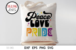 Peace Love Pride LGBTQ SVG  | Pride Day Rainbow Cut File by SLS Lines