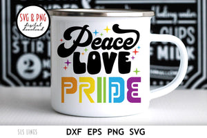 Peace Love Pride LGBTQ SVG  | Pride Day Rainbow Cut File by SLS Lines