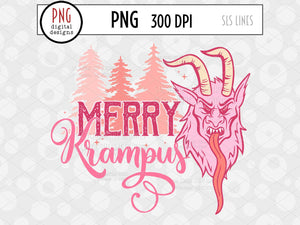 Merry Krampus PNG, Nordic Christmas Design in Pink by SLS Lines