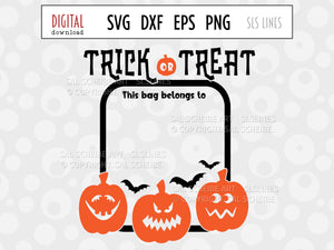 Halloween Trick or Treat Bag SVG, Jack O Lanterns Cut File
