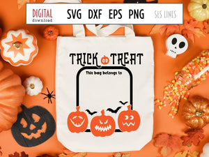 Halloween Trick or Treat Bag SVG, Jack O Lanterns Cut File