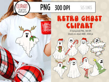 Load image into Gallery viewer, Retro Ghosts Clipart - Santa &amp; Christmas Ghosts PNG