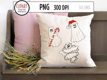 Load image into Gallery viewer, Retro Ghosts Clipart - Santa &amp; Christmas Ghosts PNG by SLSLines