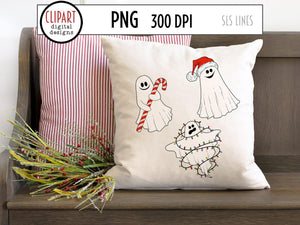Retro Ghosts Clipart - Santa & Christmas Ghosts PNG by SLSLines