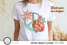 Load image into Gallery viewer, Hippie Clipart | Retro Groovy Illustrations PNG