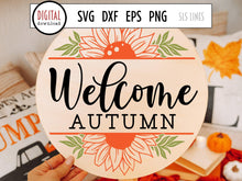 Load image into Gallery viewer, Round Fall Sign SVG, Welcome Autumn Cut File
