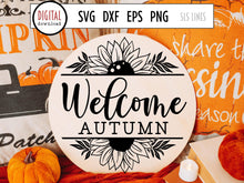 Load image into Gallery viewer, Round Fall Sign SVG, Welcome Autumn Cut File