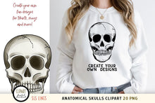 Load image into Gallery viewer, Anatomical Skulls Clipart - Human Skull Illustrations PNG - SLS Lines