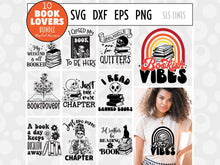 Load image into Gallery viewer, Book Reader SVG Bundle | Book Lover Cut File Designs by SLSLines