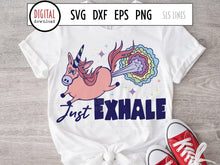 Load image into Gallery viewer, Farting Unicorn SVG, Just Exhale Anxiety Cut File