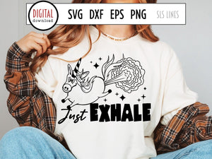 Farting Unicorn SVG, Just Exhale Anxiety Cut File