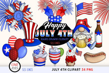 Load image into Gallery viewer, July 4th Clipart - Independence Day USA PNG, SLS Lines