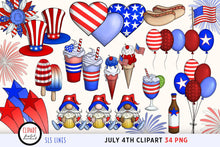 Load image into Gallery viewer, July 4th Clipart - Independence Day USA PNG, SLS Lines