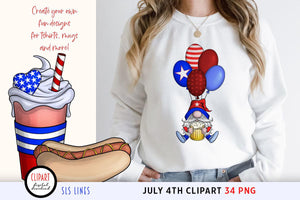 July 4th Clipart - Independence Day USA PNG, SLS Lines
