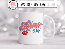 Load image into Gallery viewer, Kisses 25 Cents SVG and PNG, Kissing Lips Retro Cut File