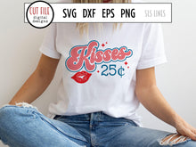 Load image into Gallery viewer, Kisses 25 Cents SVG and PNG, Kissing Lips Retro Cut File