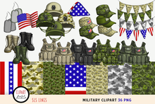 Load image into Gallery viewer, Military Clipart - USA Combat Gear &amp; Camo Patterns PNG