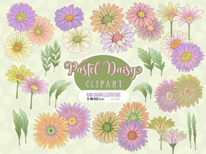 Pastel Daisies Clipart - Hippie Boho Daisy PNGs, Shasta Daisies Clipart