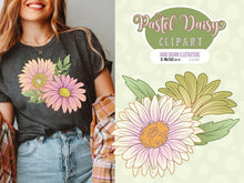 Load image into Gallery viewer, Pastel Daisies Clipart - Hippie Boho Daisy PNGs, Shasta Daisies Clipart