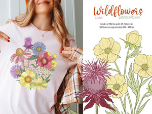 Wildflowers Clipart - High Quality Flower Graphics Bundle by SLS Lines