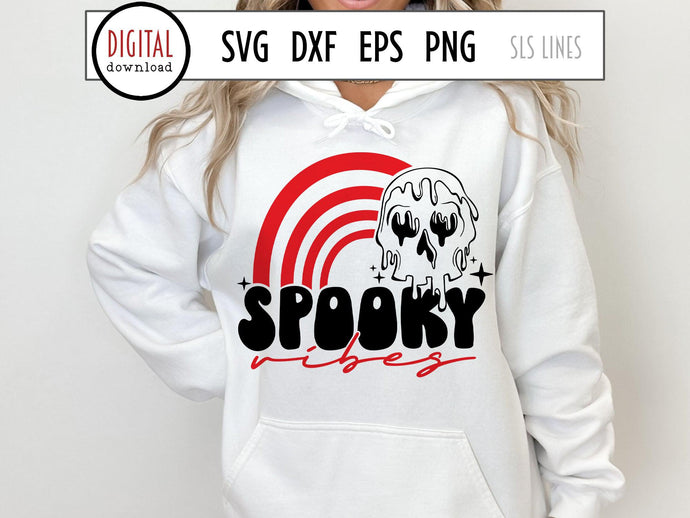 Melting Skull SVG, Retro Spooky Vibes Cut File by SLS Lines