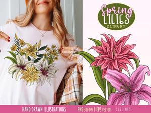 Lily Clipart Flowers - Spring Lilies Graphics Set