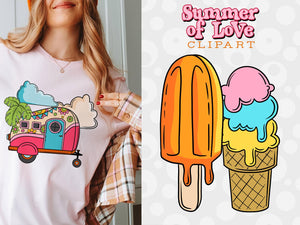 Hippie Clipart - Summer of Love Illustrations, Retro PNGs by SLS Lines