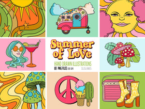 Hippie Clipart - Summer of Love Illustrations