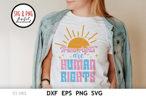 Trans Rights Are Human Rights LGBTQ SVG  | Pride Day Rainbow Cut File by SLS Lines 
