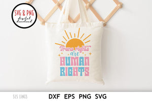 Trans Rights Are Human Rights LGBTQ SVG  | Pride Day Rainbow Cut File by SLS Lines 
