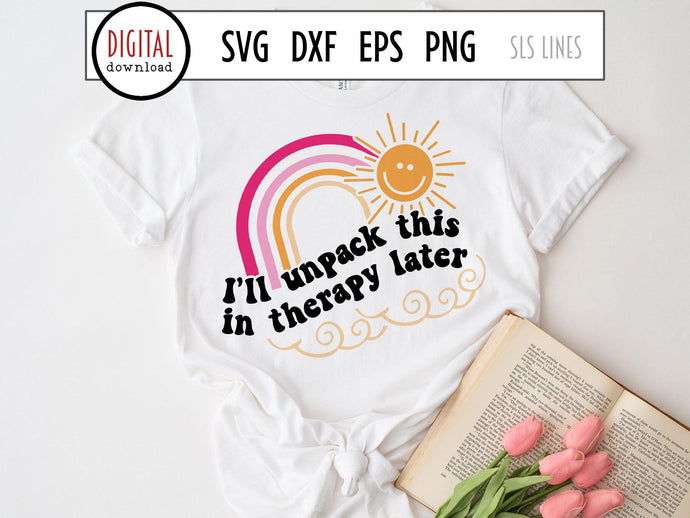 Unpack in Therapy SVG, Mental Health Cut File by SLS Lines