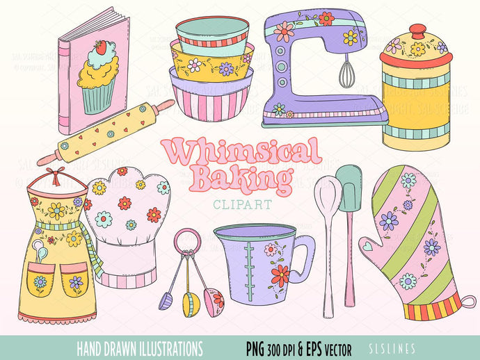 Whimsical Baking Clipart - Baking & Cooking Graphics Set