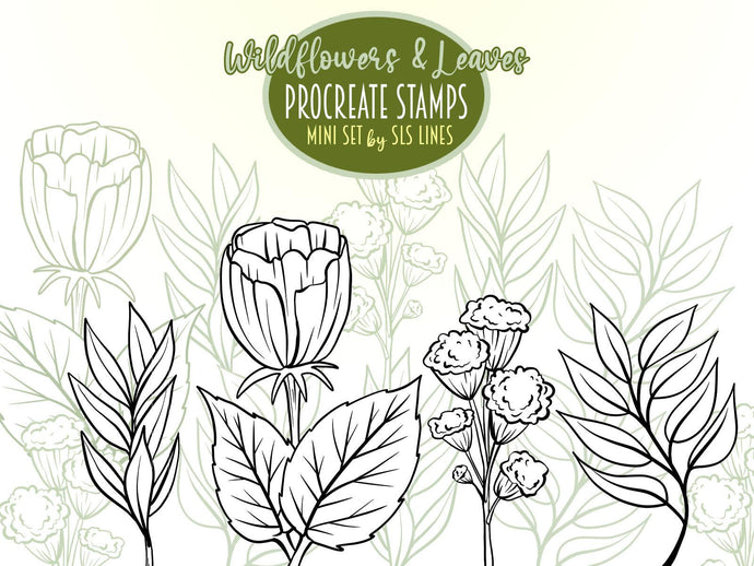 Procreate Stamps, Wildflowers & Leaves Free Set