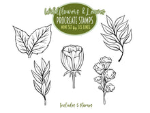 Load image into Gallery viewer, Procreate Stamps, Wildflowers &amp; Leaves Free Set